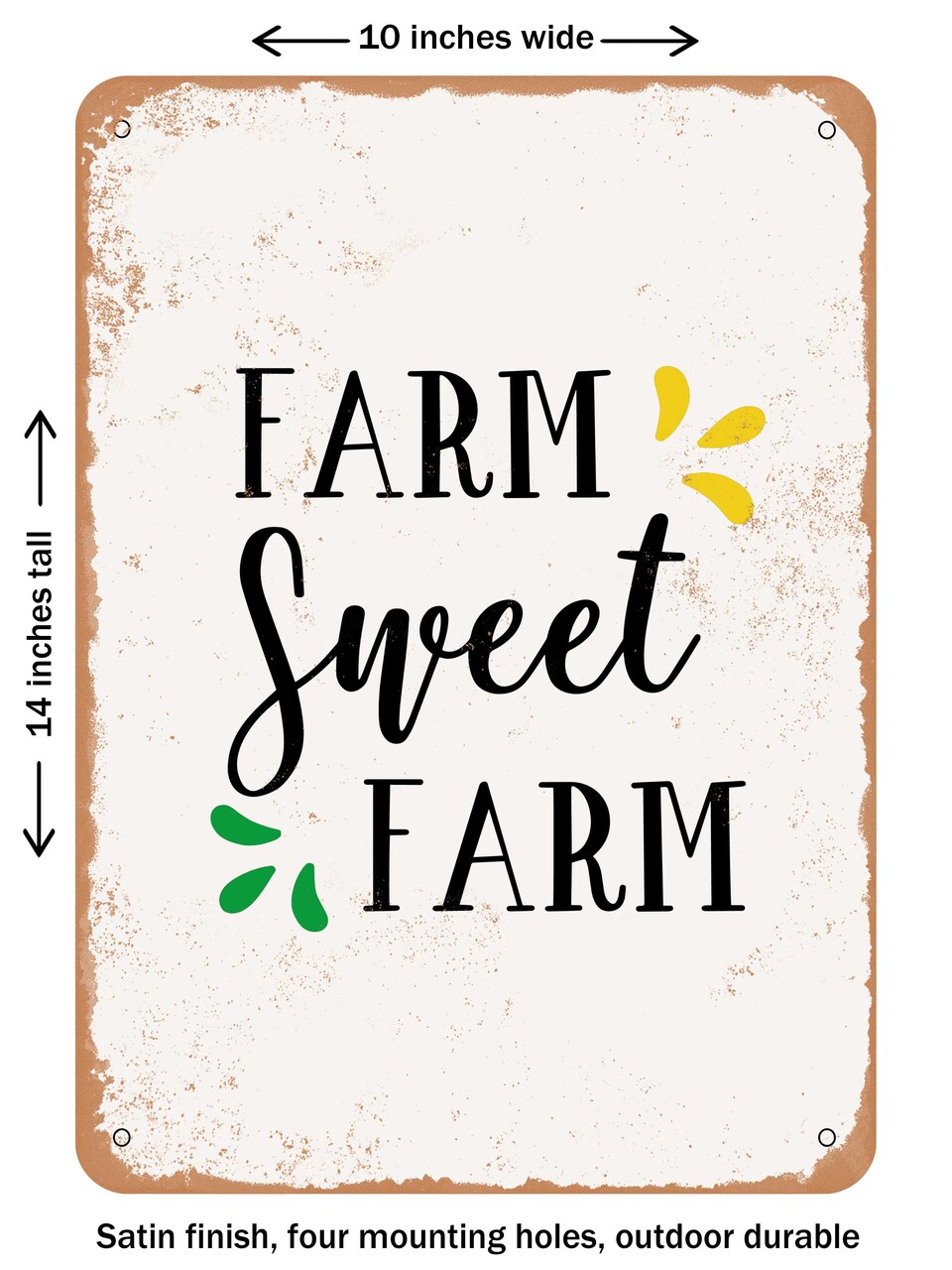 DECORATIVE METAL SIGN - Farm Sweet Farm2 - Vintage Rusty Look